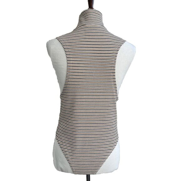 Nightwalker Clarissa Mock Neck Striped Ribbed Bodysuit Size M NWOT - Picture 2 of 9